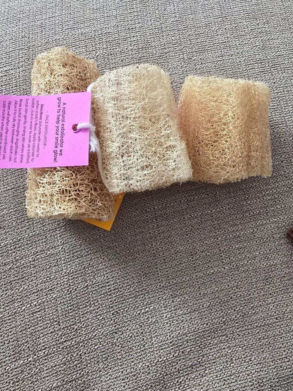 3 Piece Hand Hold Natural Loofah/Luffa Bath Shower Sponge Exfoliator New!